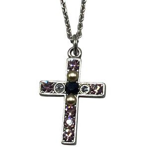 Mariana cross chain necklace N-5247 pendent handmade crystals clasp 18" READ NEW